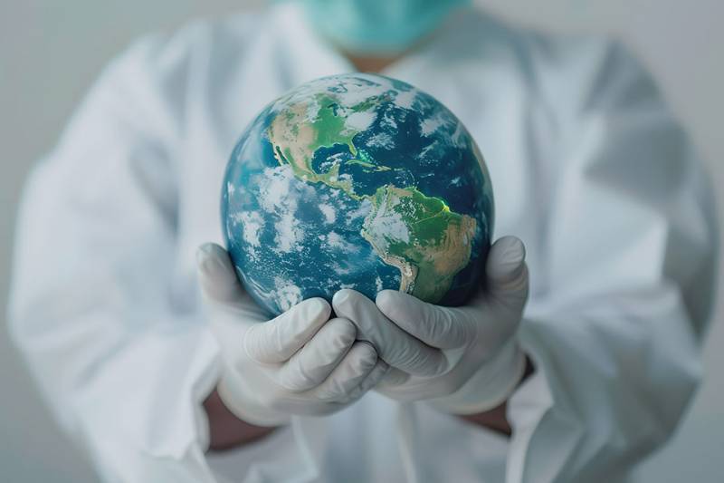 Arzt hält Weltkugel